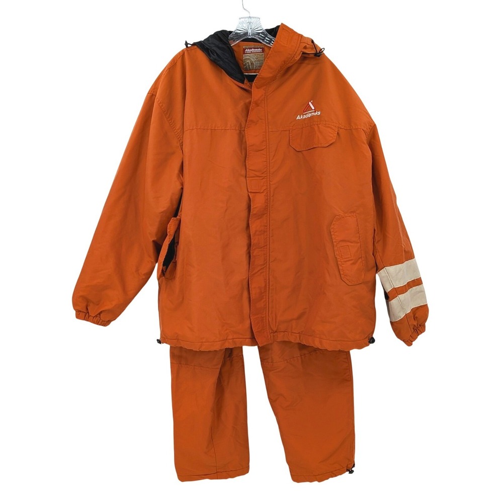 Akademiks Y2K‎ Orange Quilted Jacket & Pants Set XL Hip Hop Streetwear Utility